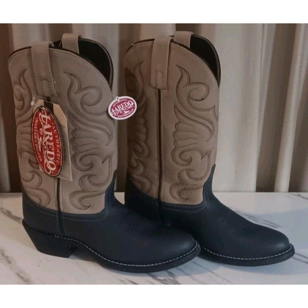 Laredo Gisele Women's Two Tone Cowboy Boots Size 7.5M Navy/Bone Western Boho